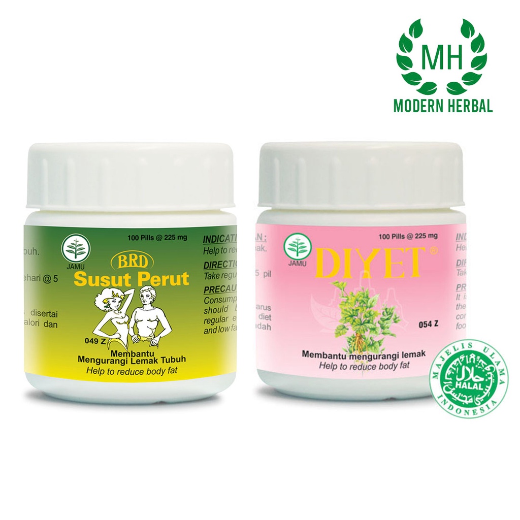 Paket Pelangsing Badan - Diyet 100 Pil - Susut Perut 100 pil - Borobudur Herbal - BPOM - Original 100%