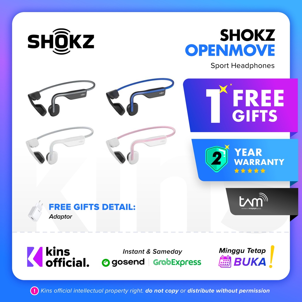 Shokz OpenMove Bone Conduction Open Ear Bluetooth Sports Headphone / bone conduction headphone - Garansi Resmi TAM