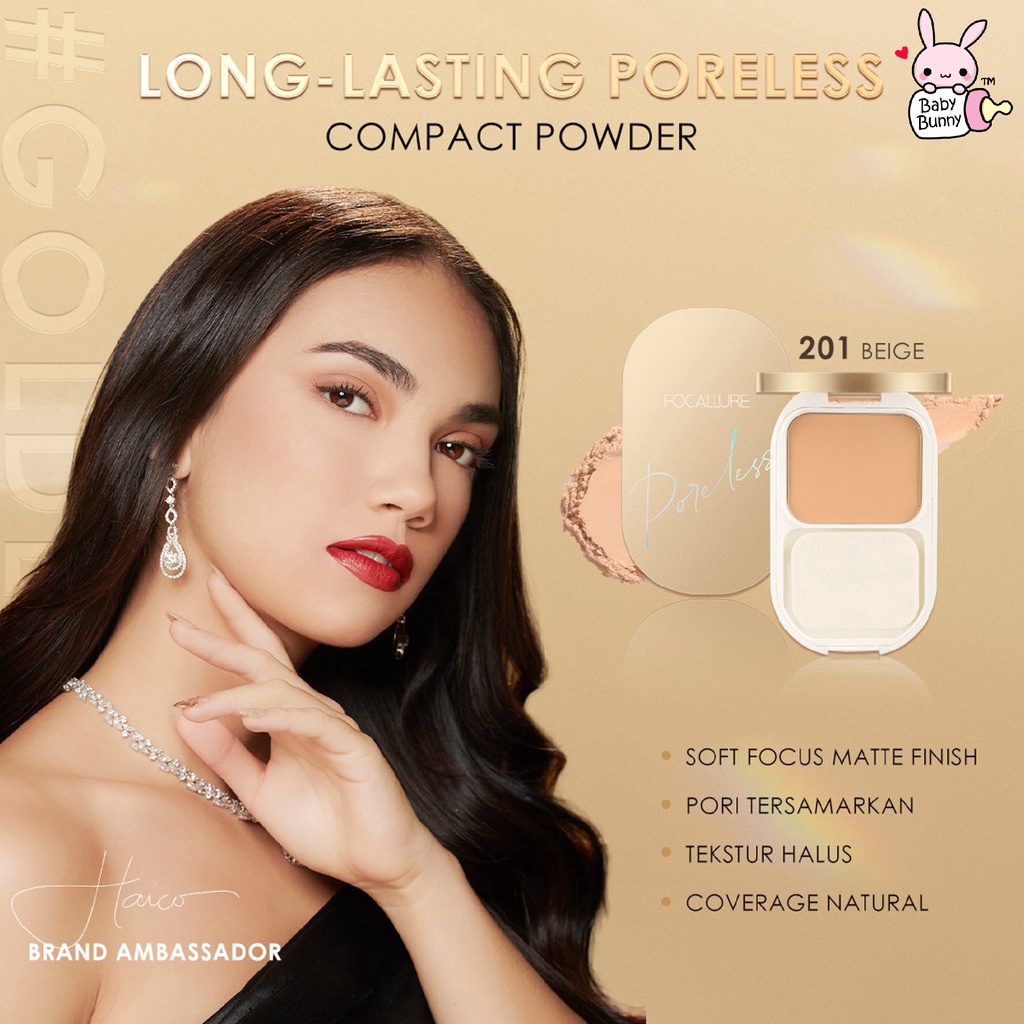 ❤ BELIA ❤ FOCALLURE Lasting Poreless Compact Powder FA206 | Powder | Bedak Padat (✔BPOM)