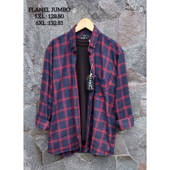 kemeja flanel big size pria 5XL 6XL lengan panjang - kemeja flanel super jumbo pria import distro terbaru - baju flanel jumbo lengan panjang