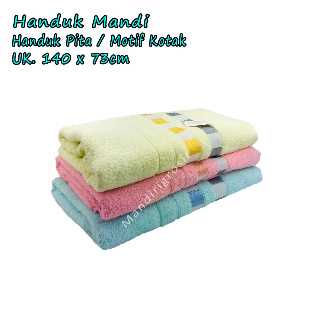 Handuk Mandi * Handuk Motif Pita Kotak  * 140x73cm