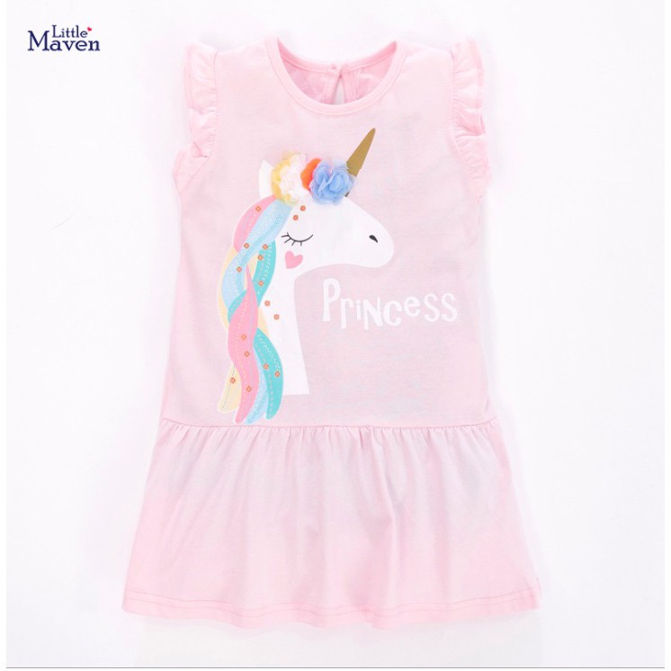 Baju Pakaian Dress Fashion Anak Perempuan LITTLE MAVEN Import QW107 PINK UNICORN
