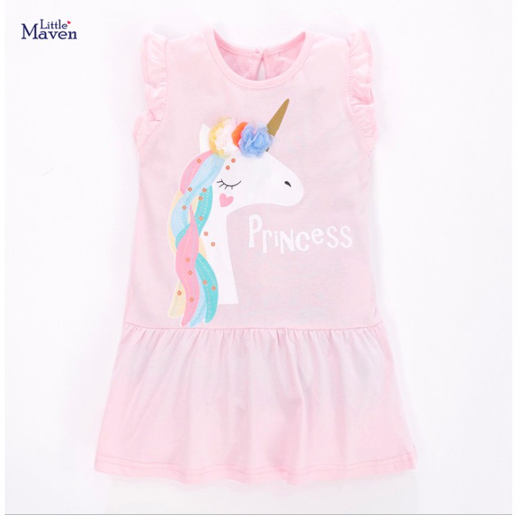 Baju Pakaian Dress Fashion Anak Perempuan LITTLE MAVEN Import QW107 PINK UNICORN