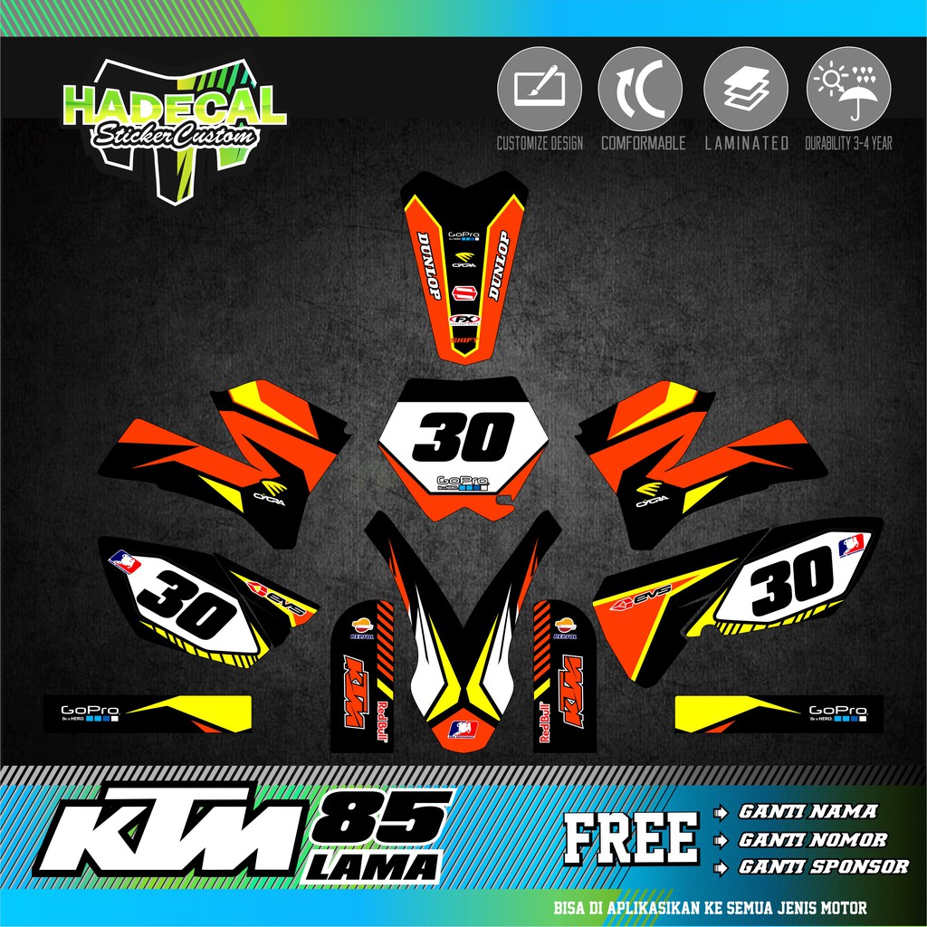 DECAL KTM 85 LAMA MERAH KUNING