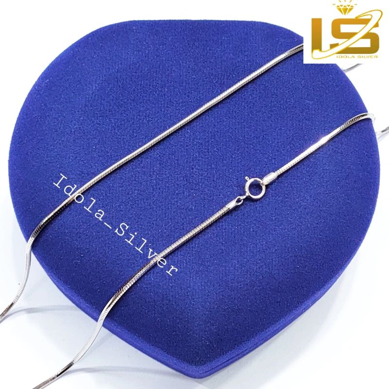 KALUNG PERAK ASLI PRIA WANITA SILVER 925 LAPIS EMAS PUTIH MODEL CASSANDRA BULAT 50 &amp; 60Cm - PERHIASAN PERAK ASLI