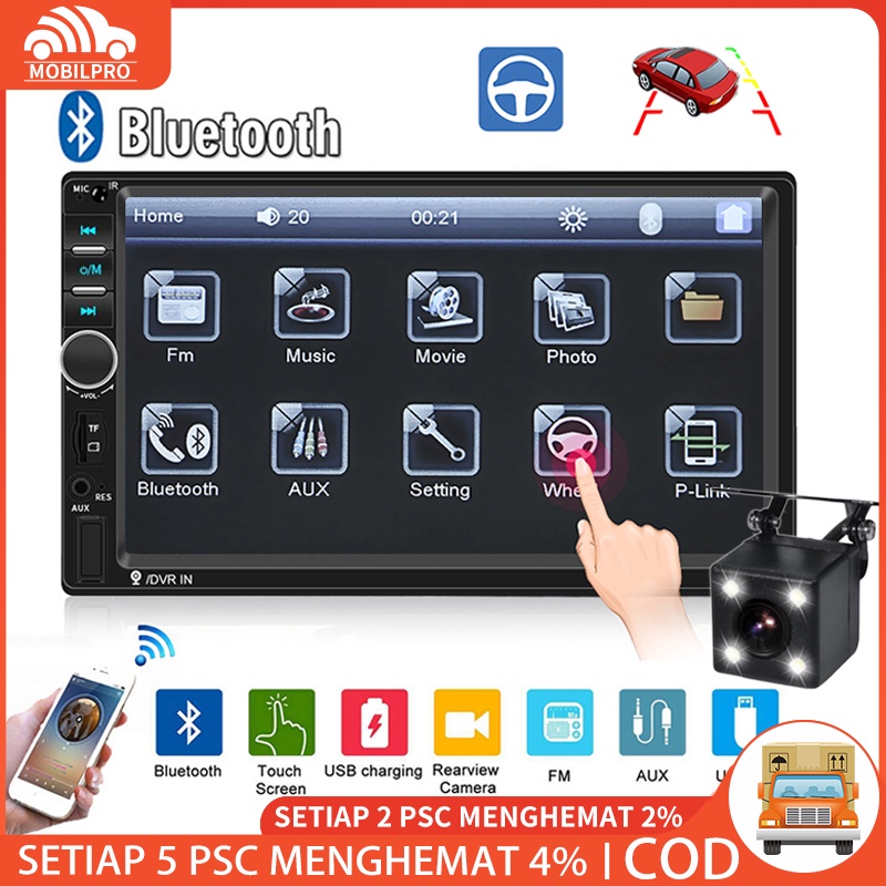 Dennos 7018B Head Unit Double Din 7 Inch Bluetooth Audio Car MP3 MP5 Player In Touch Screen Radio