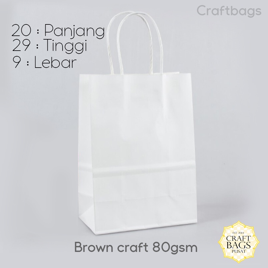 

Paper bag warna putih 29x9x20 CM / Paper bag polos packaging souvenir wedding / Papper bag kertas putih packing olshop online shop / Paperbag putih twist murah