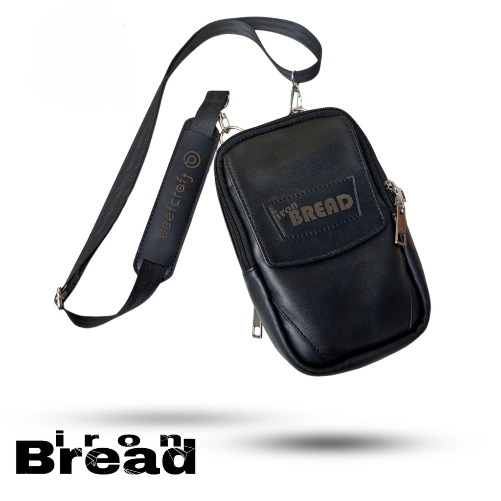 Neck pouch bag iron bread original deefcraft / tas leher gantung tas selempang kulit / leather bag / hanging bag / tas hp