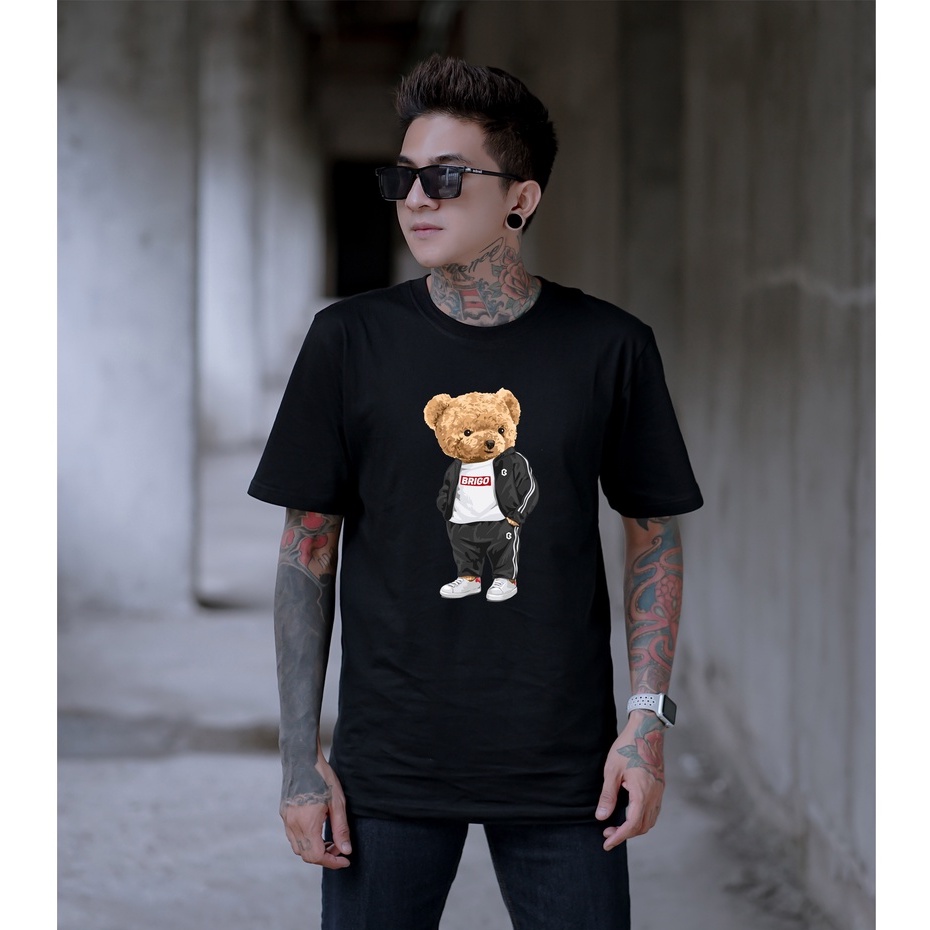 BRIGO Kaos Lengan Pendek Bear Sporty II Kaos Distro BRIGO Beruang Sporty II Kaos Katun Combed M-XL ( Pria &amp; Wanita )