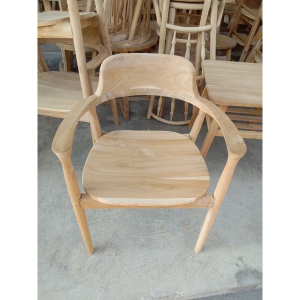 KURSI CAFE HIROSHIMA MINIMALIS MENTAH KAYU JATI