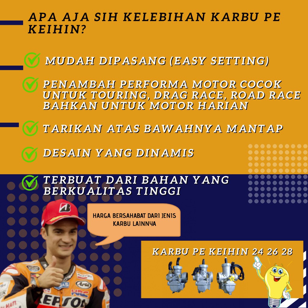 Paket Promo Terbatas Karburator KEIHIN PE 24 PE 26 PE 28 Karbu Plus Saringan Motor Filter Udara PE