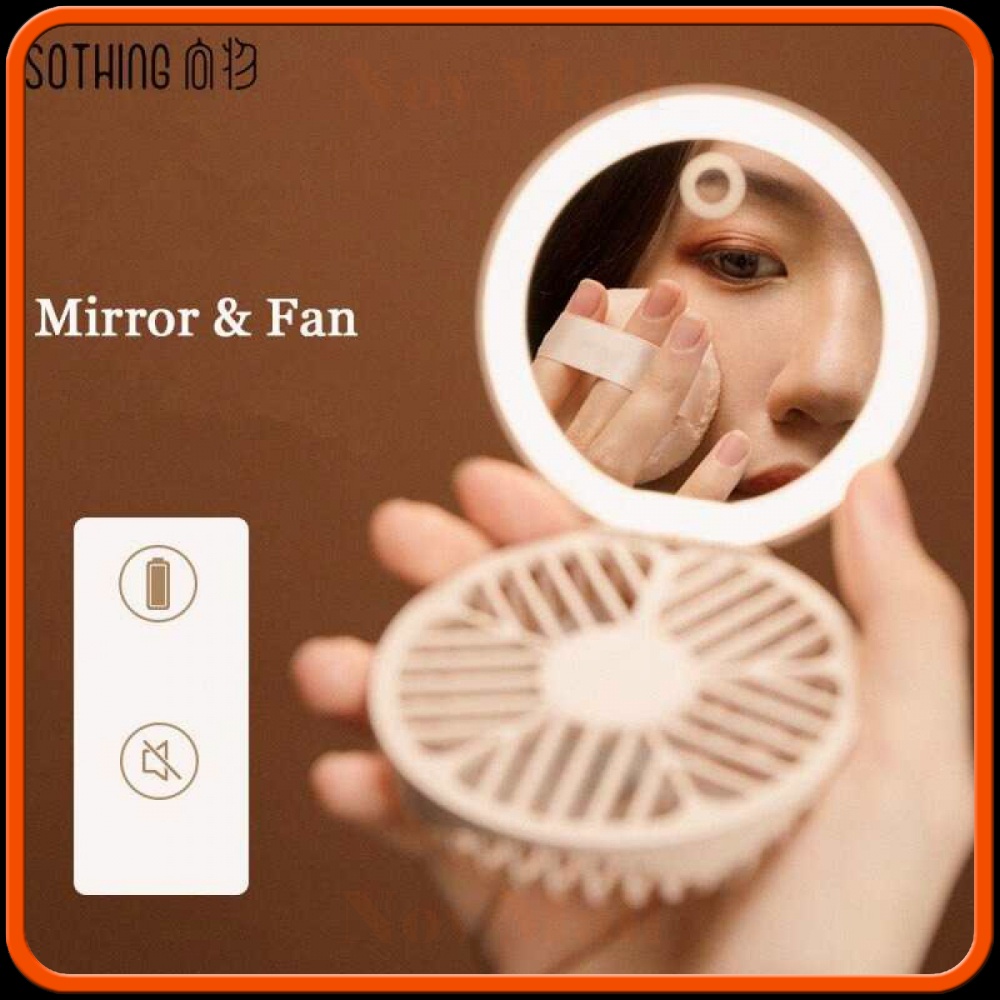 Cermin Lipat Make Up Mirror LED Light with Fan - DSHJ-S-1910