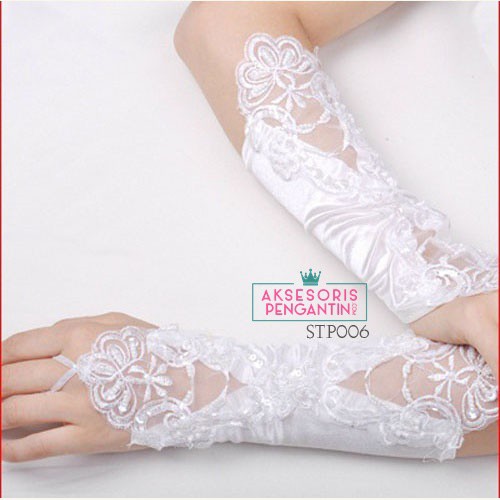 [PRODUK TERBATAS] SARUNG TANGAN WEDDING GLOVES FINGERLESS AKSESORIS PENGANTIN STP 006