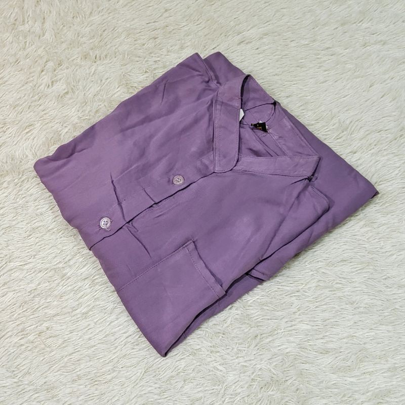 Kemeja Wanita Oversize Rayon Twill Premium Jumbo dan Standar-XXL - Lilac KS