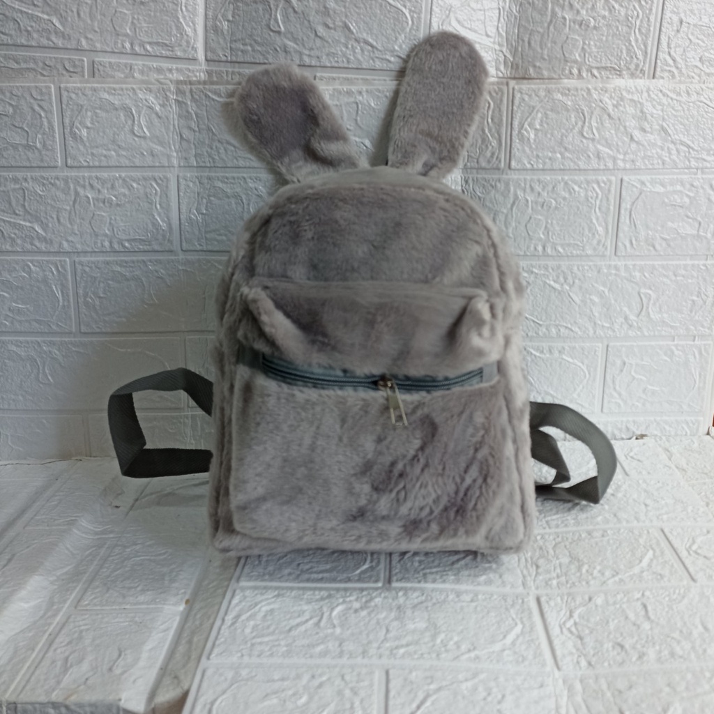 TAS KELINCI WANITA TERBARU / TAS RANSEL WANITA BULU  MOTIF KELINCI TERBARU