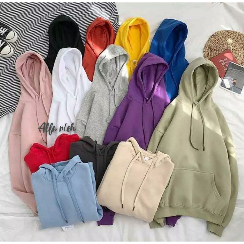 PROMO Bisa Bayar Ditempat Hoodie Pria Wanita Jumper Cewek Cowok Polos Size M - XXL