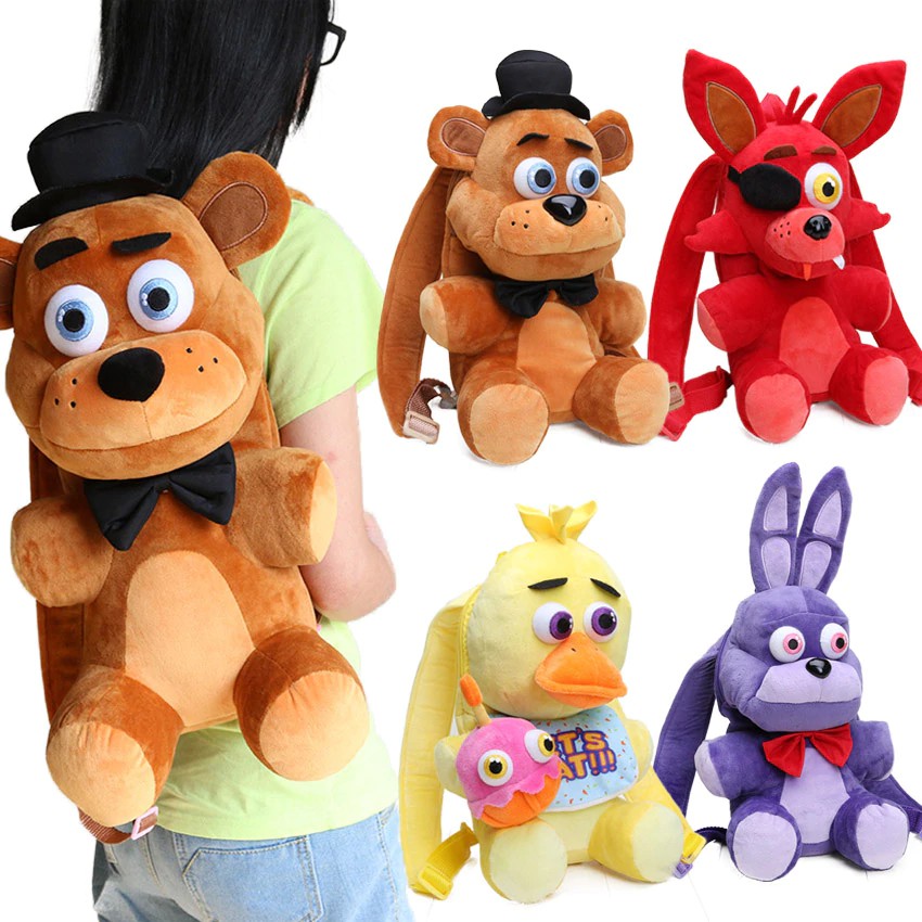 Boneka Lucu 33 cm FNAF Freddy Fazbear Foxy Mochila De felpa Bonnie Chica oso dorado cinco noches en