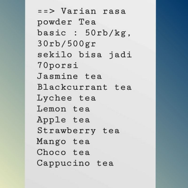 

bubuk teh siap saji 500gr