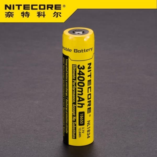 NITECORE 18650 Rechargeable Li-ion Battery 3400mAh 3.7V - NL1834 - Black/Yellow