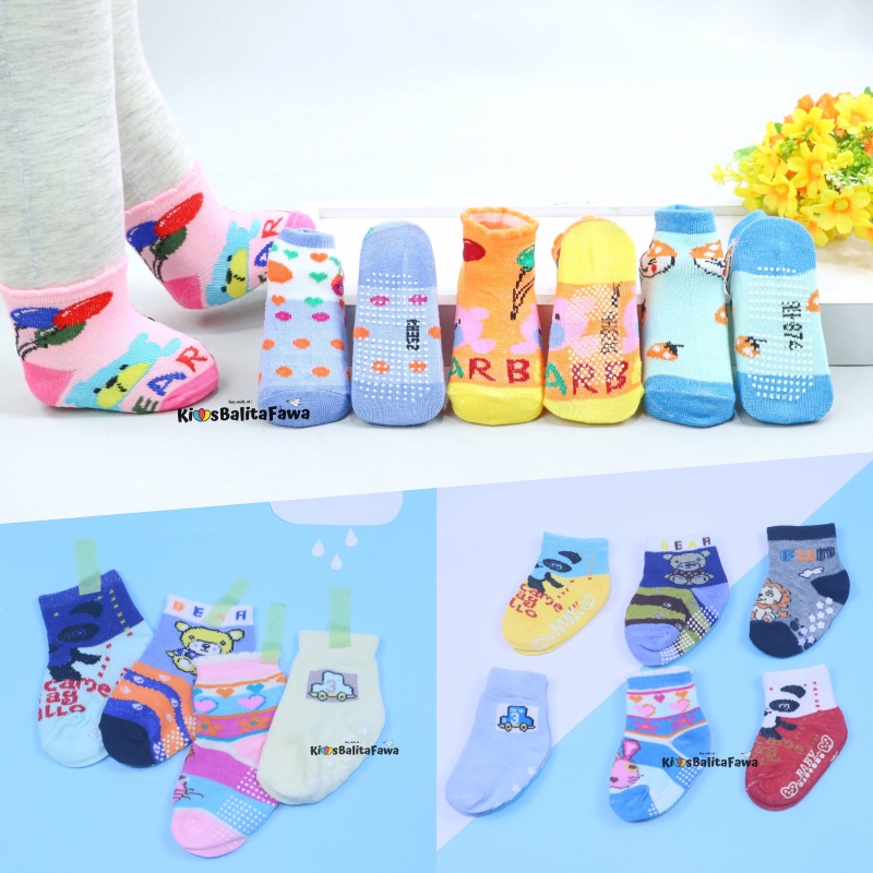 (ISI 6-12 PC) Kaos Kaki Bintik Karakter Bayi / SNI Tebal Baby Socks Anti Slip Kaus Kaki Perlengkapan Bayi Babycinnamon