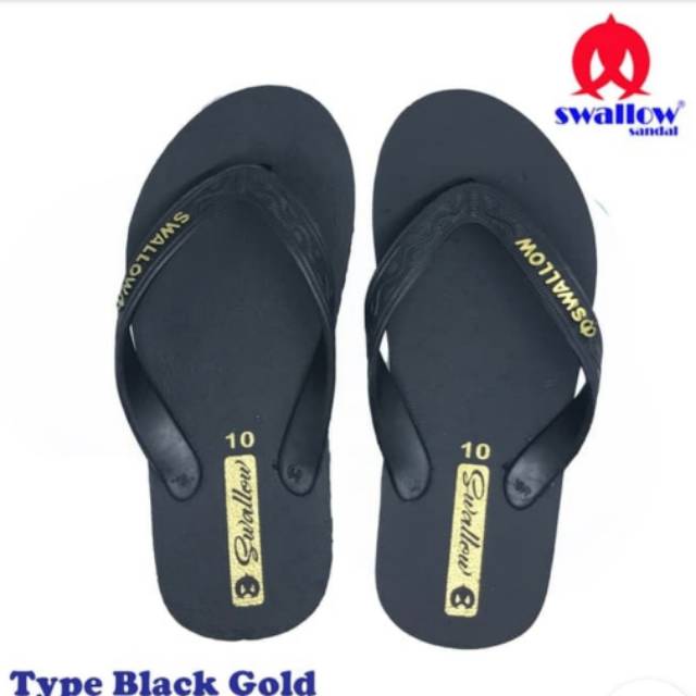 Sandal jepit Swallow hitam / sandal japit murah Savilo black Gold