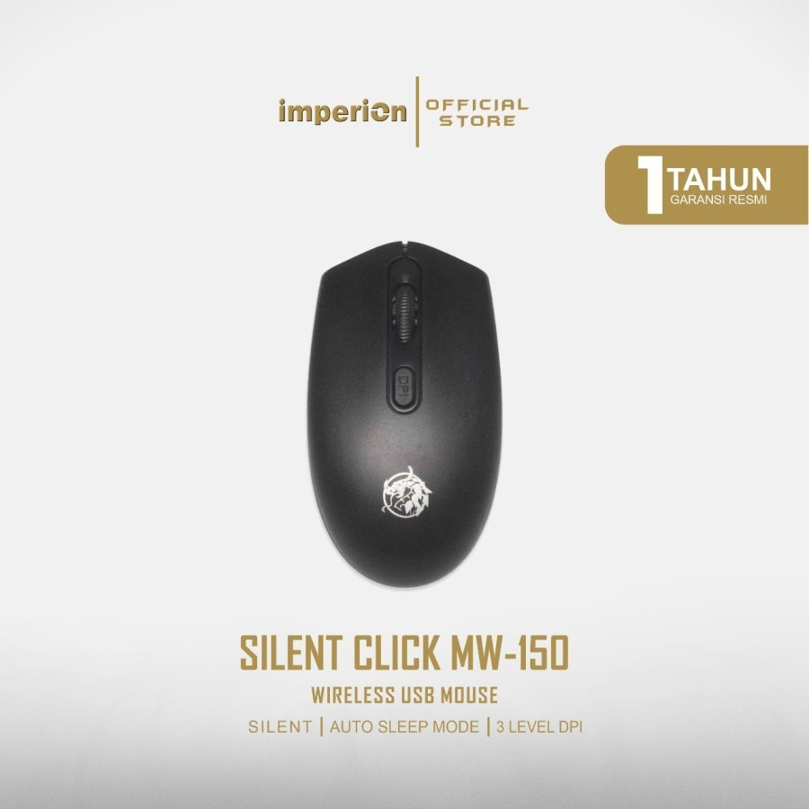 Mouse Wireless Imperion MW150 Silent Click Kualitas Excellent Original - Hitam