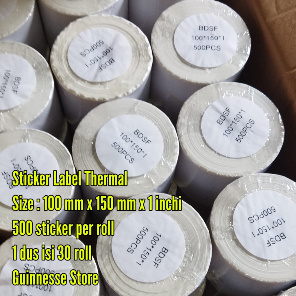 

label thermal - sticker thermal - stiker thermal 100 x 150 x 1 isi 500 pcs per roll - 1 dus ada isi 30 roll- harga grosir