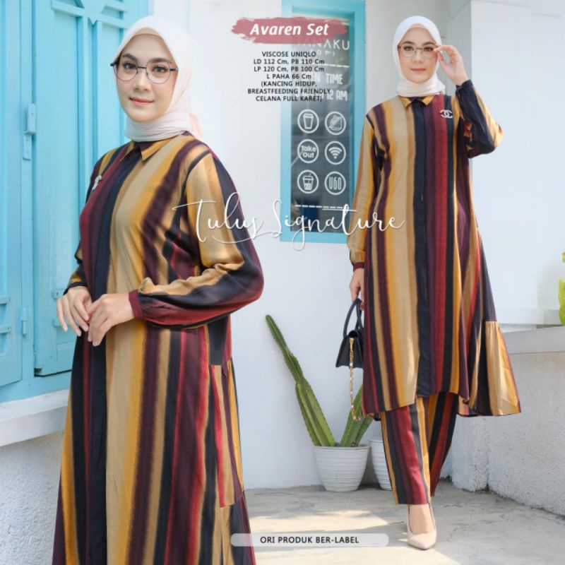 Avaren set wanita motif katun rayon by tulus signature