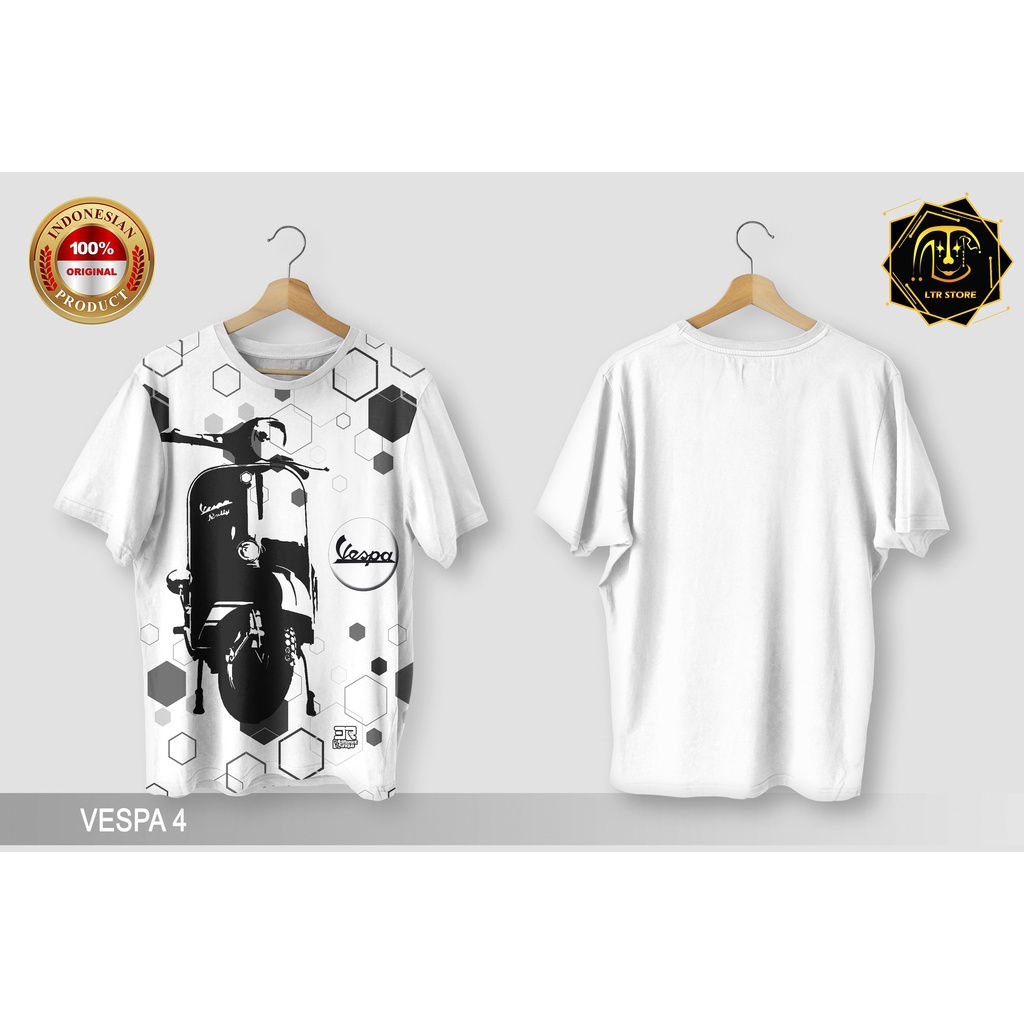 [ BAYAR DI TEMPAT ] BAJU PRINTING GAMBAR VESPA 4 - KAOS DISTRO ORIGINAL MOTIF MOTOR CALSSIC KLASIK V