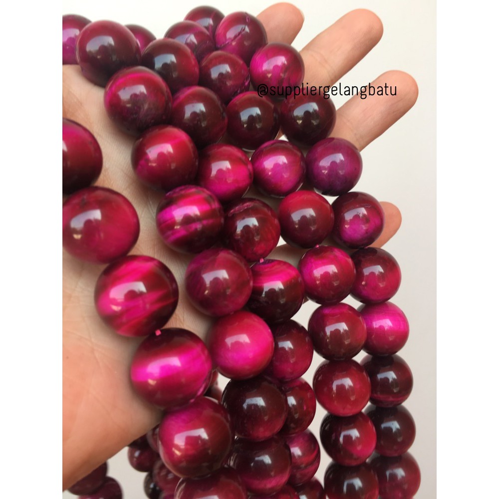 RED Tiger Eye 16mm bahan batu biduri sepah hijau material aksesoris bahan grosir beads craft fashion