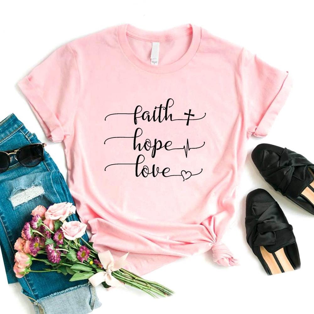 MYSTIQUE.ID-BAJU KAOS FAITH HOPE LOVE  T-SHIRT LUCU DAN AESTHETIC