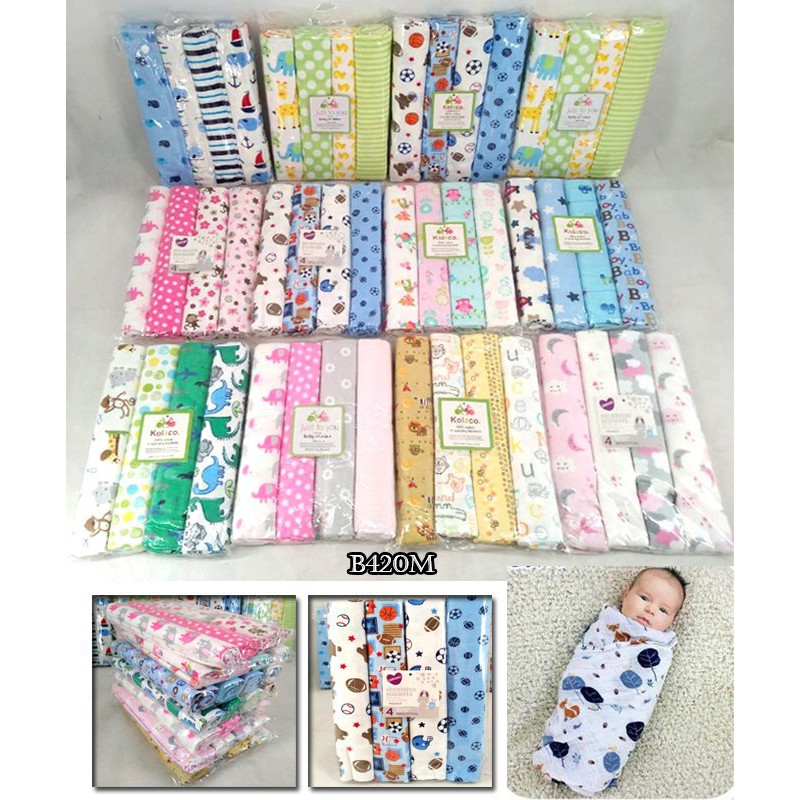 BEDONG BAYI 4 PCS  / Bedong Kain Motif