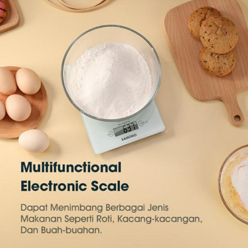 SAMONO SW-KS02 5 Kg High Precision Multifunctional Kitchen Electronic Scale with LCD Display White