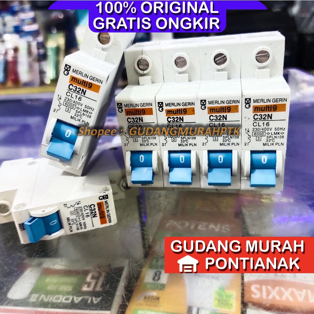 MCB merlin gerin biru 1phase STUT ada Cap &quot;MILIK PLN&quot; 2a 4a 6a 10a 16a 25a