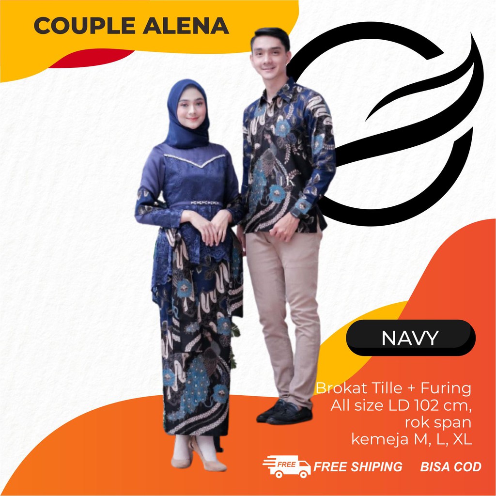 Batik Couple Kebaya Set Alena Series Tunangan Lamaran Wisuda Kondangan Kekinian 2021