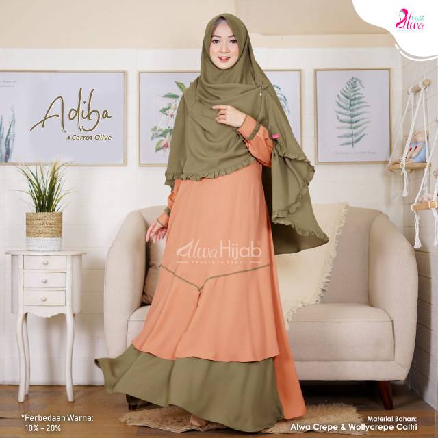 GAMIS SYARI ADIBA SET KHIMAR  || ALWA HIJAB