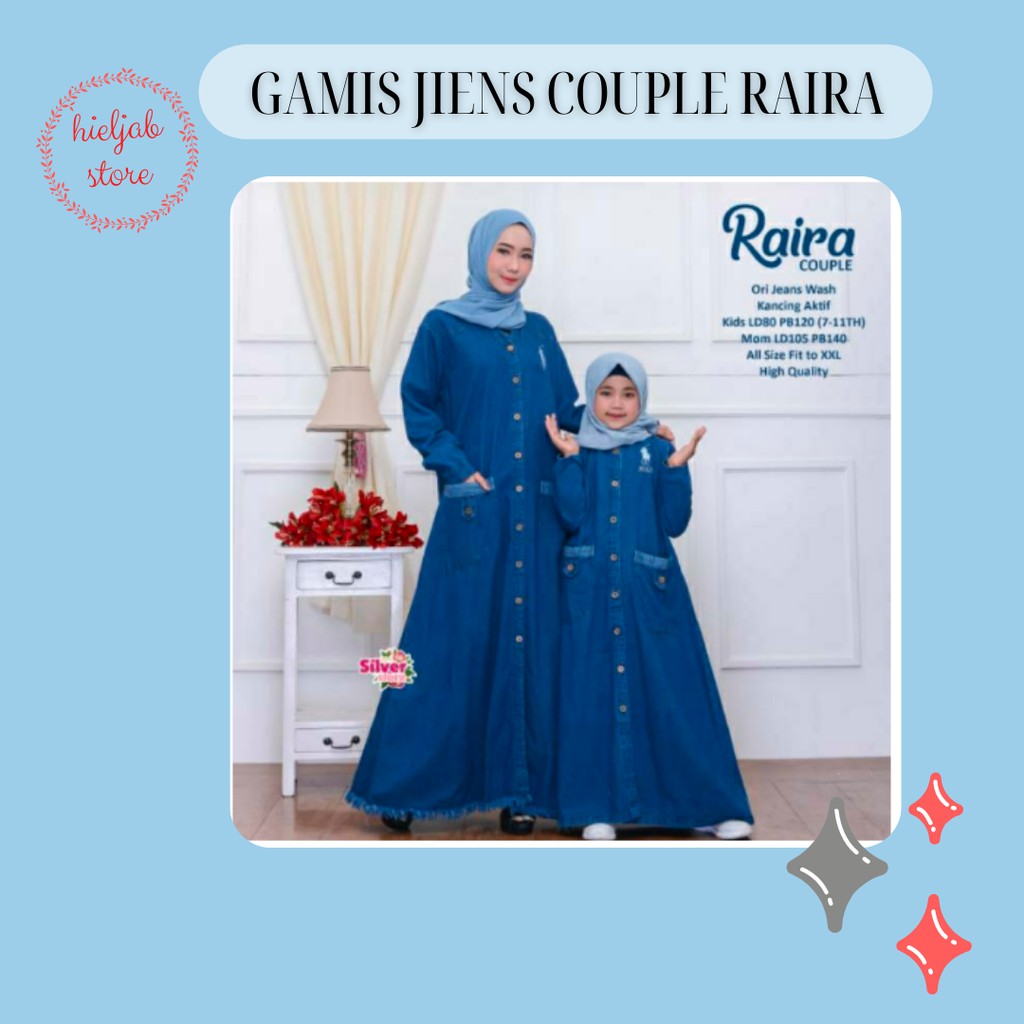 GAMIS COUPLE JEANS RAIRA / GAMIS COUPLE IBU DAN ANAK MURAH / GAMIS MURAH