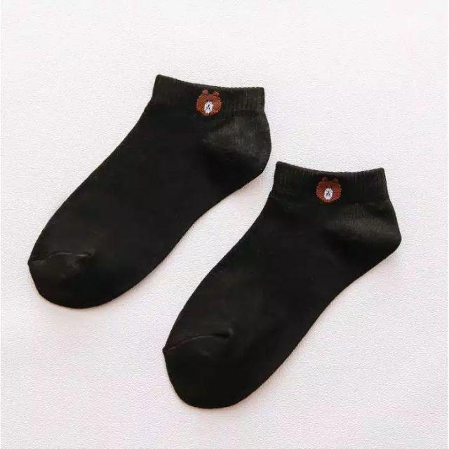 KAOS KAKI fashion unisex KAOS KAKI MOTIF BERUANG CUTE MURAH-Hitam