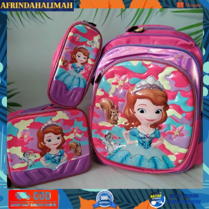 

{TERBARU} Tas anak ransel sekolah anak perempuan Sofia sets timbul impor 4ruang - Sofia