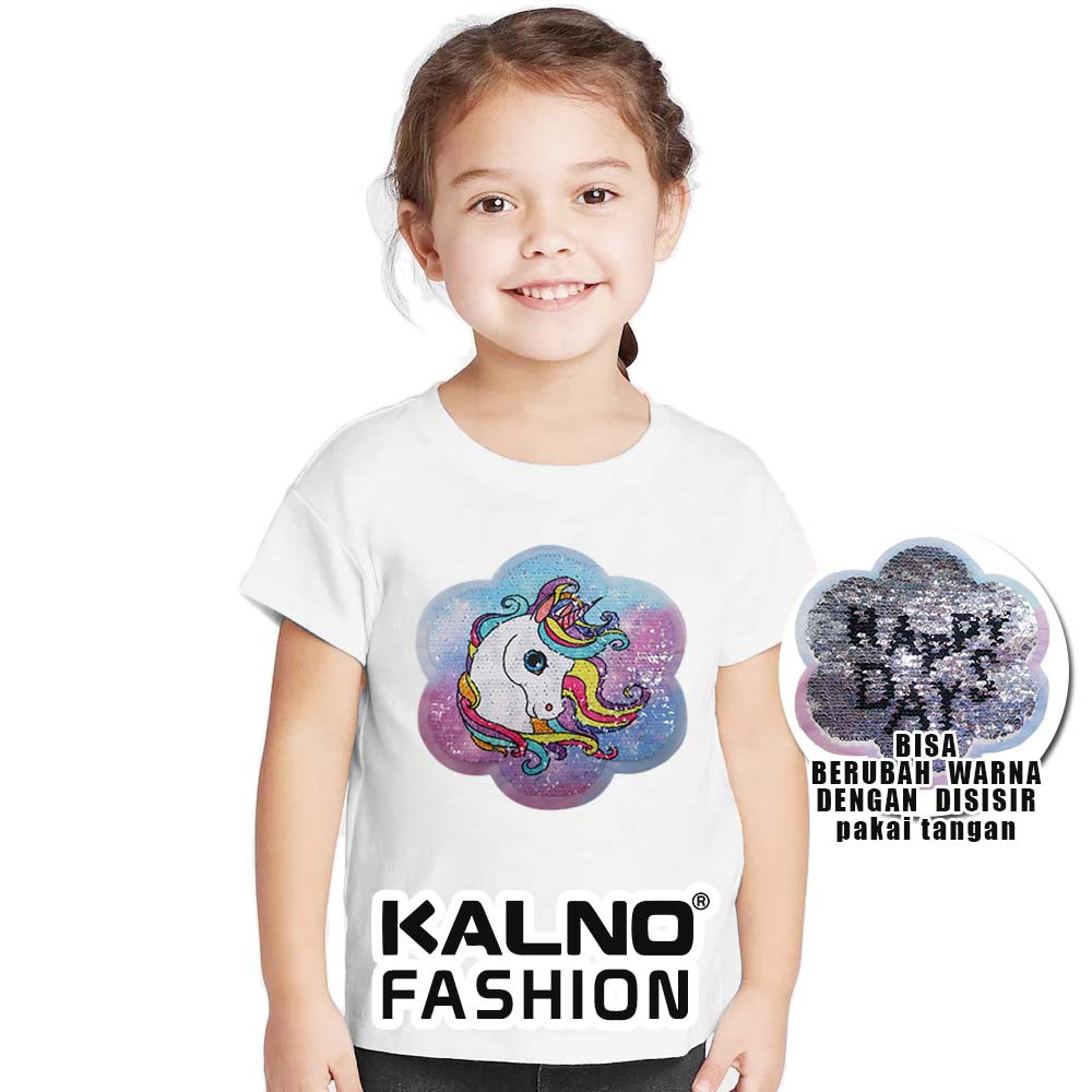 Baju anak karakter usap bolak balik unicorn kuda  little poni dengan manik manik umur 1 - 7 tahun