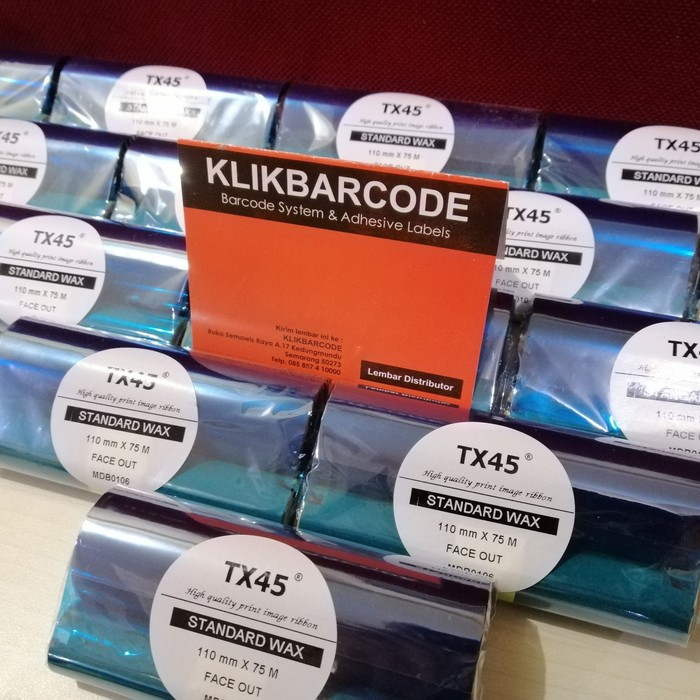 RIBBON BARCODE STANDARD WAX - TX 45 - 110 X 75 110X75 M FOR ZEBRA ZD-888/ZD-220/ZD-230