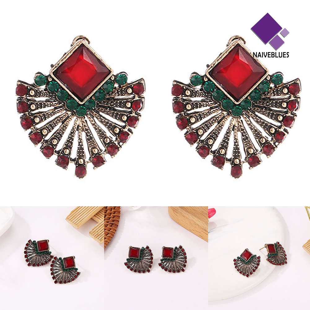 Anting Stud Berlian Imitasi Gaya Vintage Etnik Bohemian Untuk Wanita