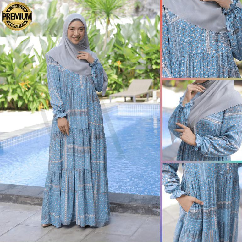 Gamis Syari Home Dress Busui Devina By Wearmoura blue