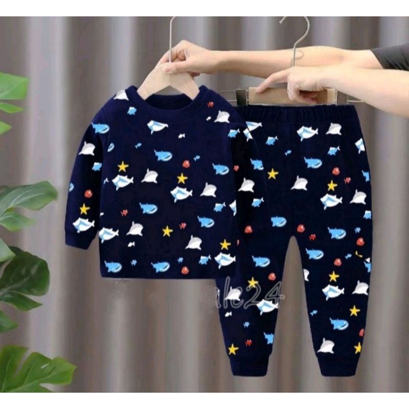 SETELAN PIYAMA KAOS ANAK MOTIF BABY SHARK WARNA NAVY UNTUK ANAK LAKI PEREMPUAN 1-5 TAHUN
