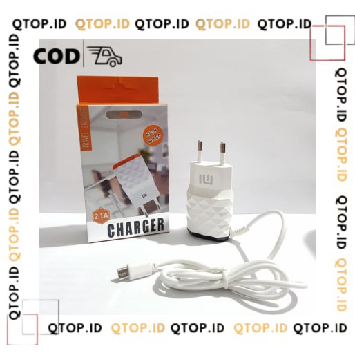 Travel Charger Diamond 2.1A Branded 2USB Port xiaomi, samsung, oppo vivo [QTOP]