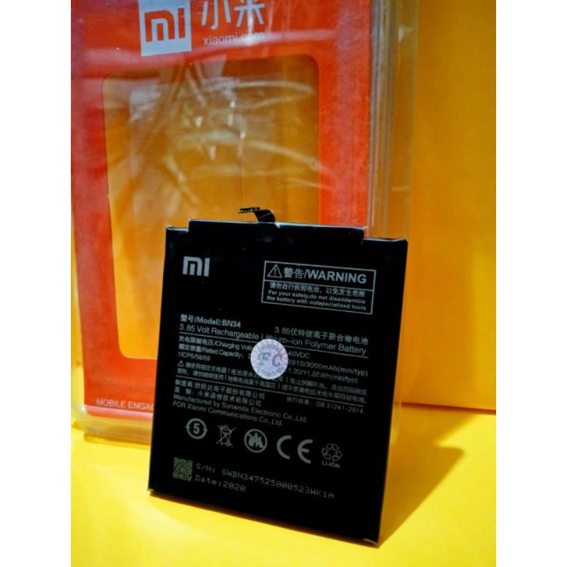 BATERAI / BATTERY / BATRE REDMI 5A / BN-34 ORI FC BN34 BN 34