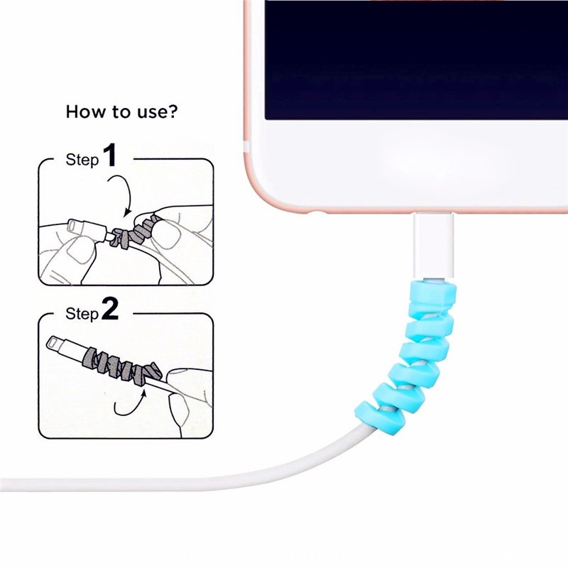 1pc Pelindung Casing Kabel Data Silikon Spiral Untuk IPhone Android Universal USB Charger Earphone Data Cable Protector