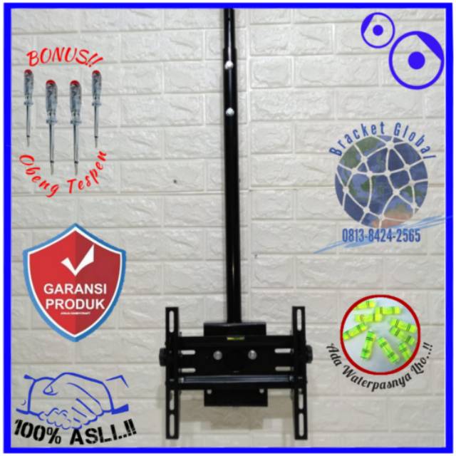 Bracket tv gantung 14&quot; Sampai 43in 2 meter include waterpass Kuat dan Kokoh braket breket