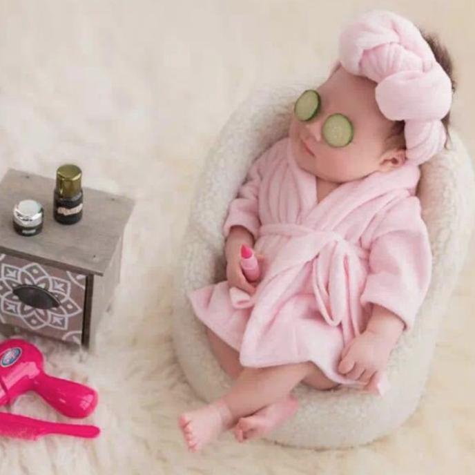 Kostum Handuk Bayi Fotografi Newborn (1 Set Handuk + Jubah Mandi Bayi) Untuk Foto