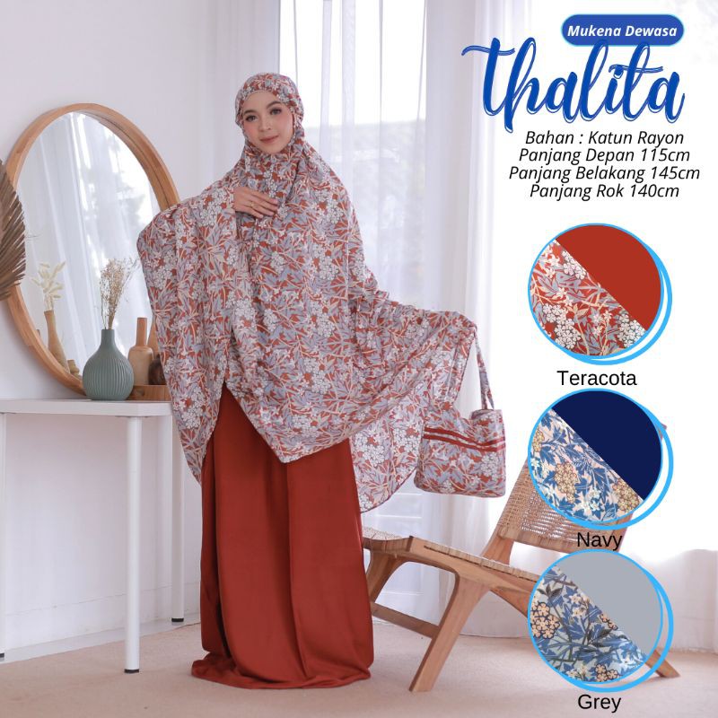 Best Seller!! Mukena Dewasa Motif Floral_Mukena Thalita_bahan Katun Rayon Premium_Nyaman dipakai